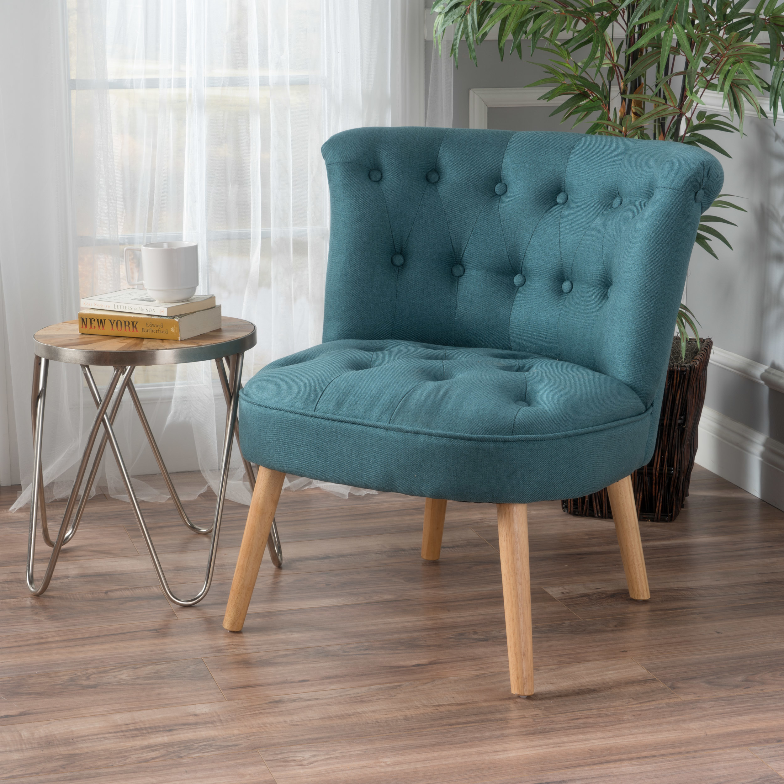 Donna Plush Modern Tufted Accent Chair - Light Blue