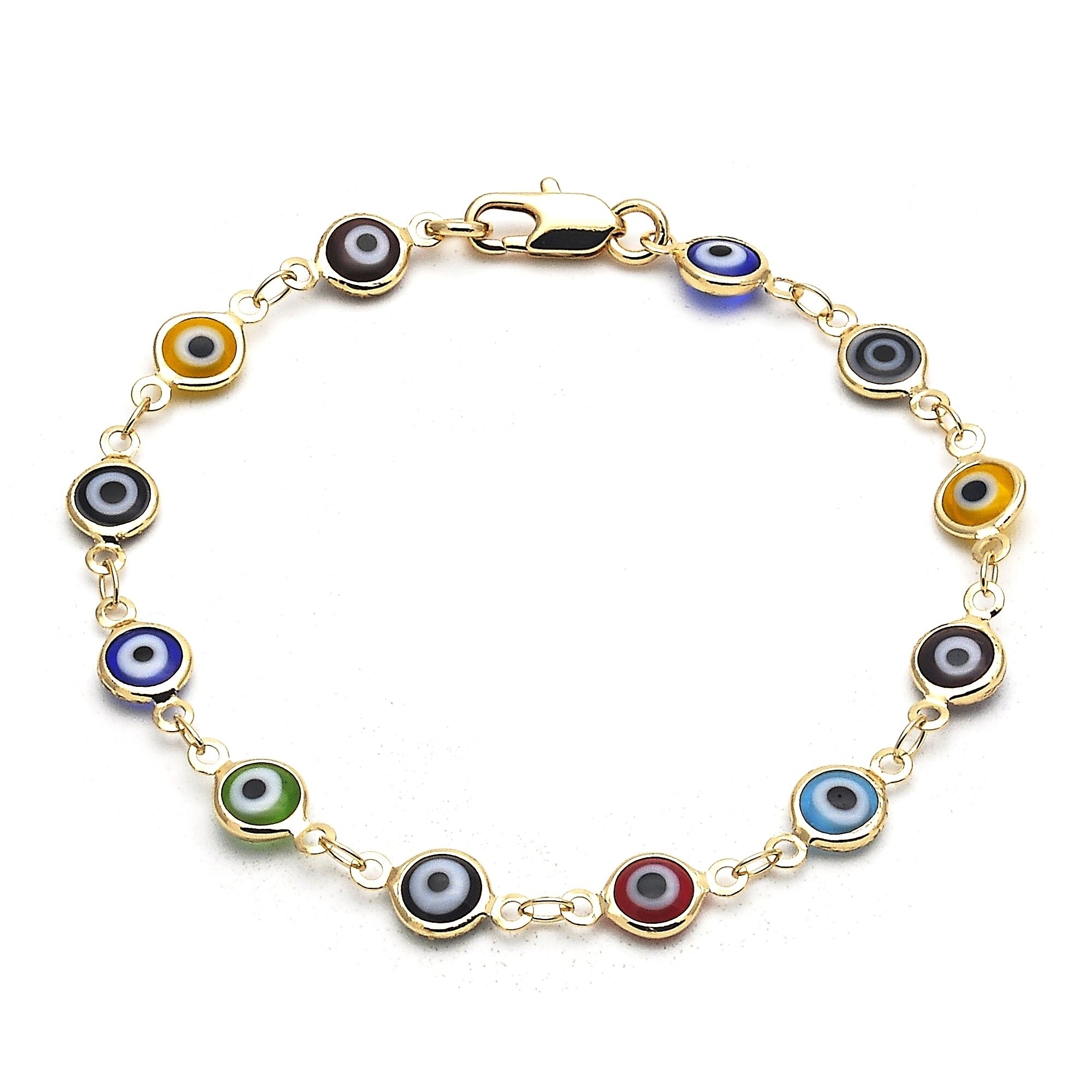 Gold Filled Evil Eye Multi Color Bracelet 8''