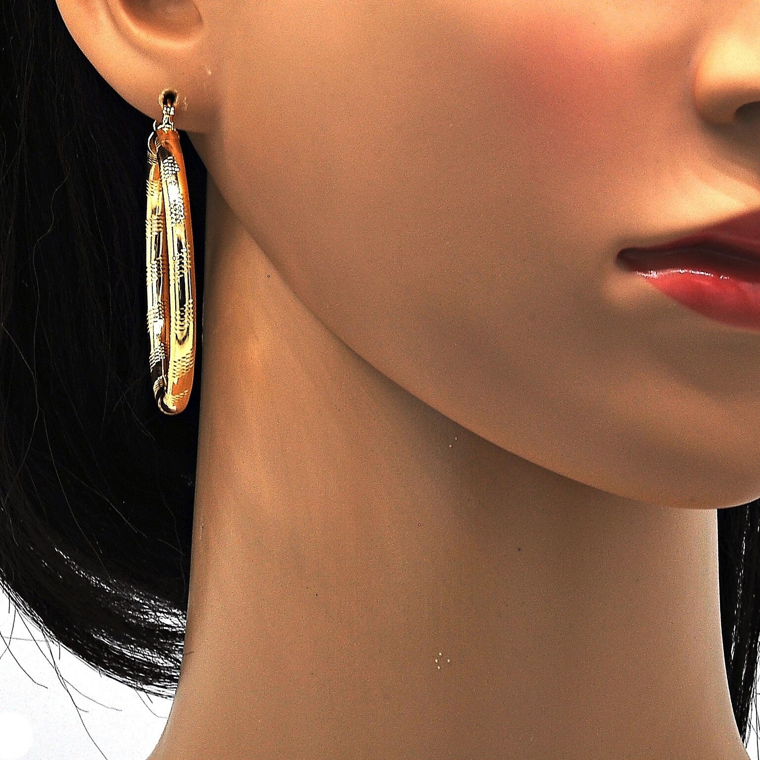 18K Gold Filled Diamond Cut Hoop Earrings 50mm