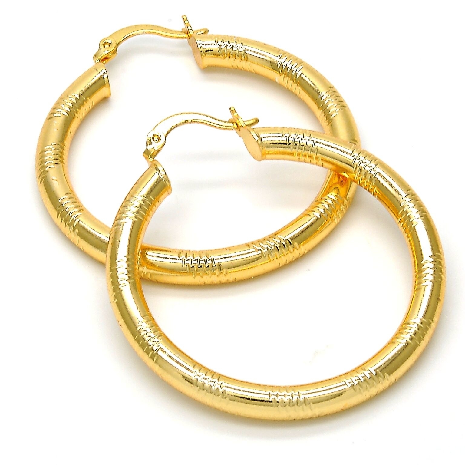 18K Gold Filled Diamond Cut Hoop Earrings 40mm