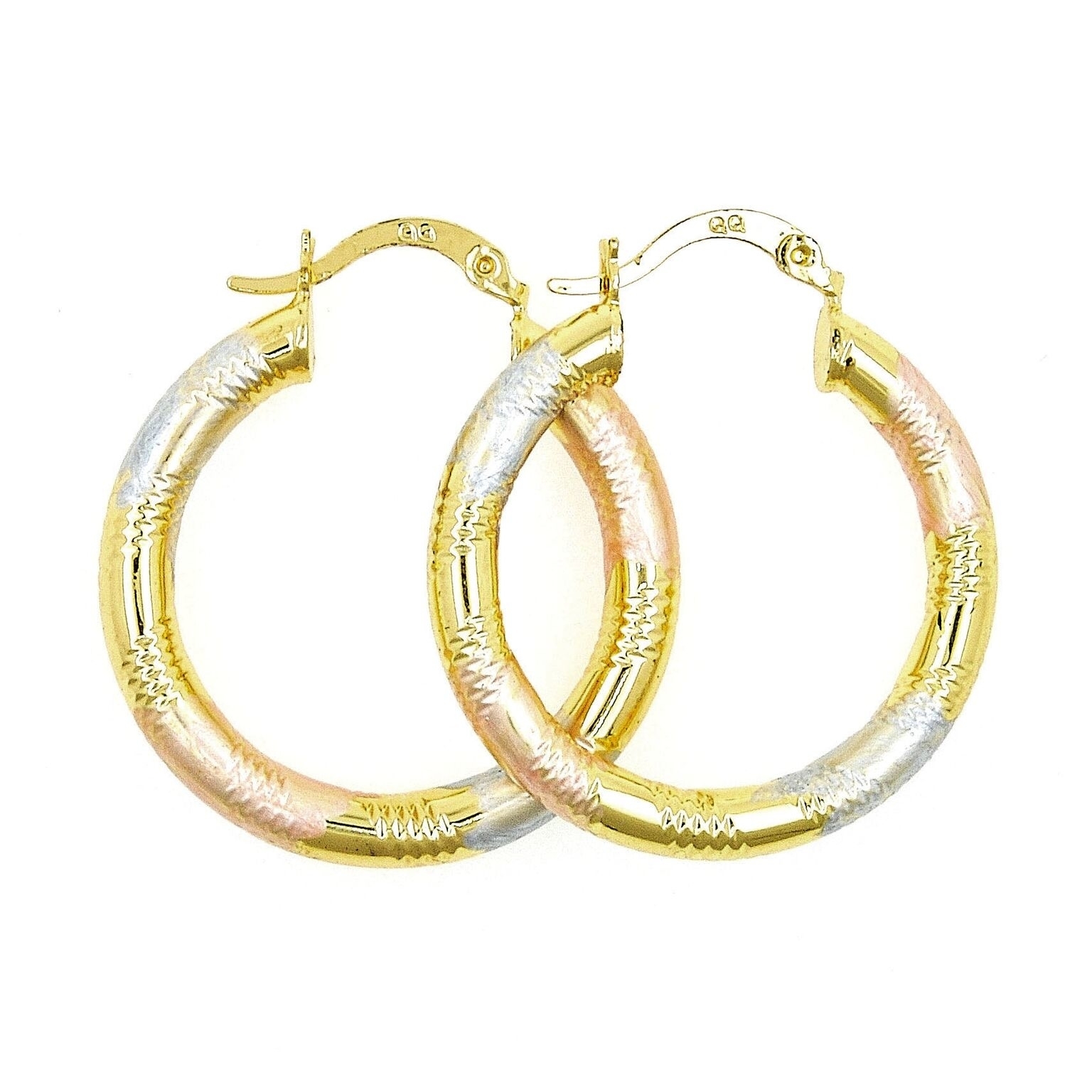 Gold Filled TRI Color Hoop Earrings 30mm