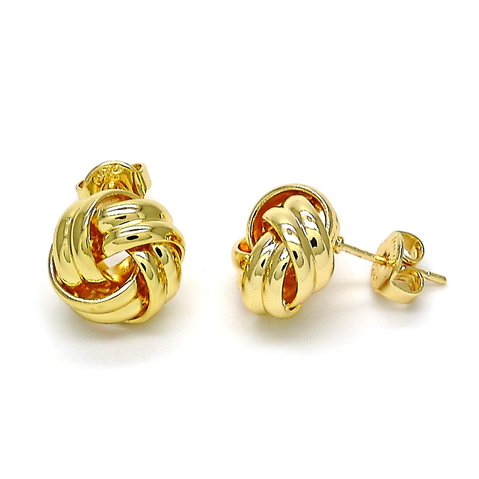 14K Gold Filled High Polish Finsh Stud Earring, Love Knot Design, Polished Finish, Golden Tone