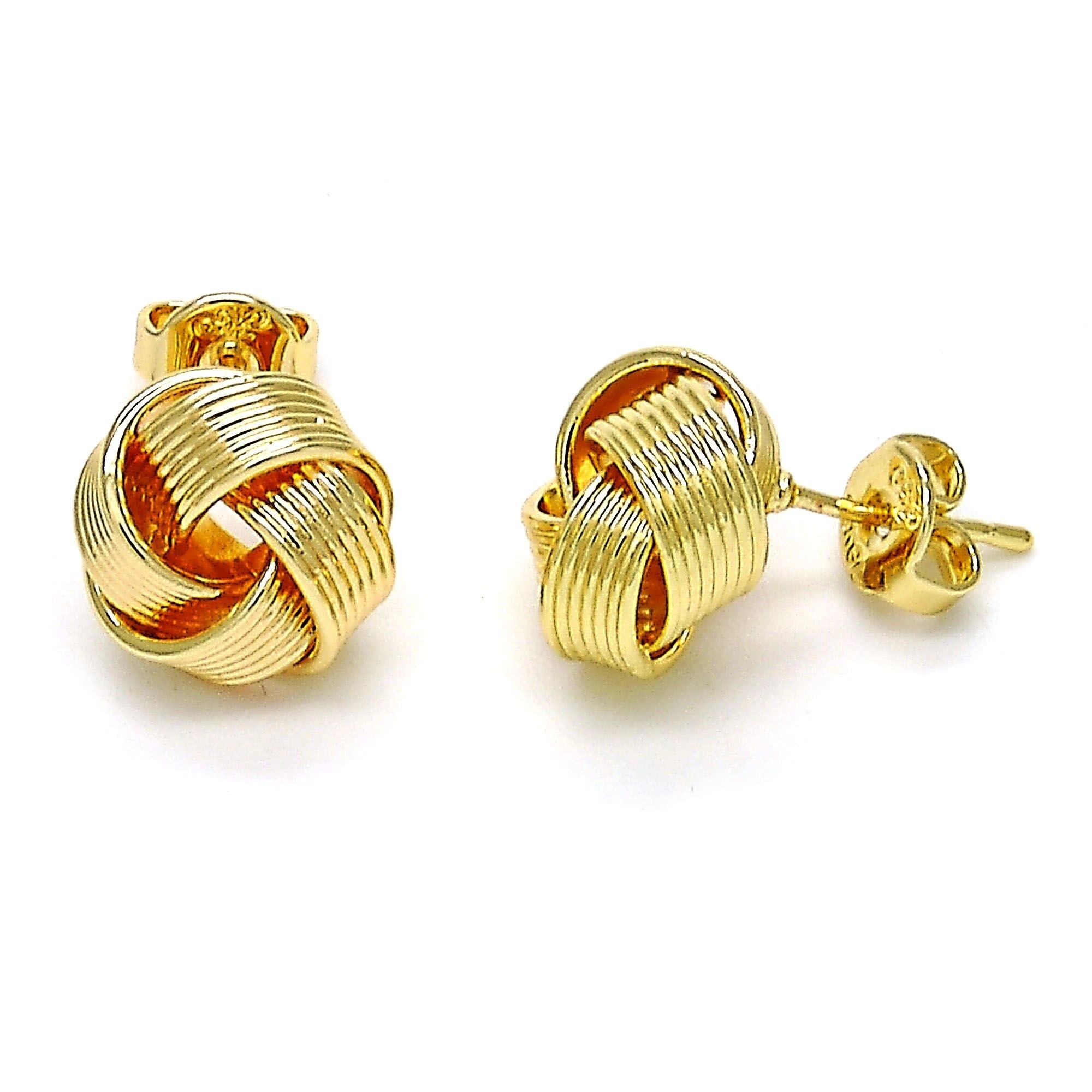 Gold Filled High Polish Finsh Stud Earring, Love Knot Design, Slightly Brushed Finish, Golden Tone