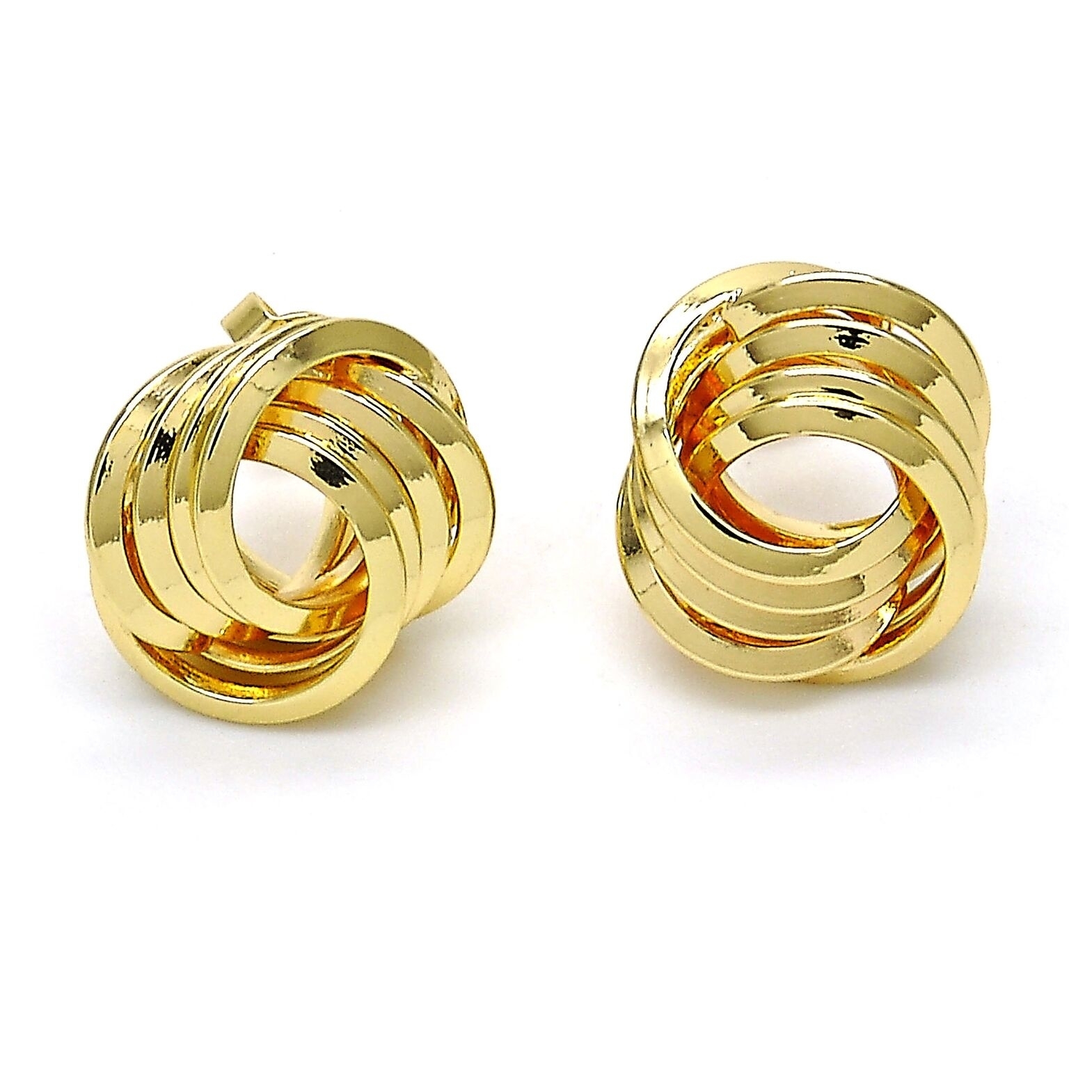 Gold Filled High Polish Finsh Stud Earring, Love Knot Design, Shinny Finish, Golden Tone