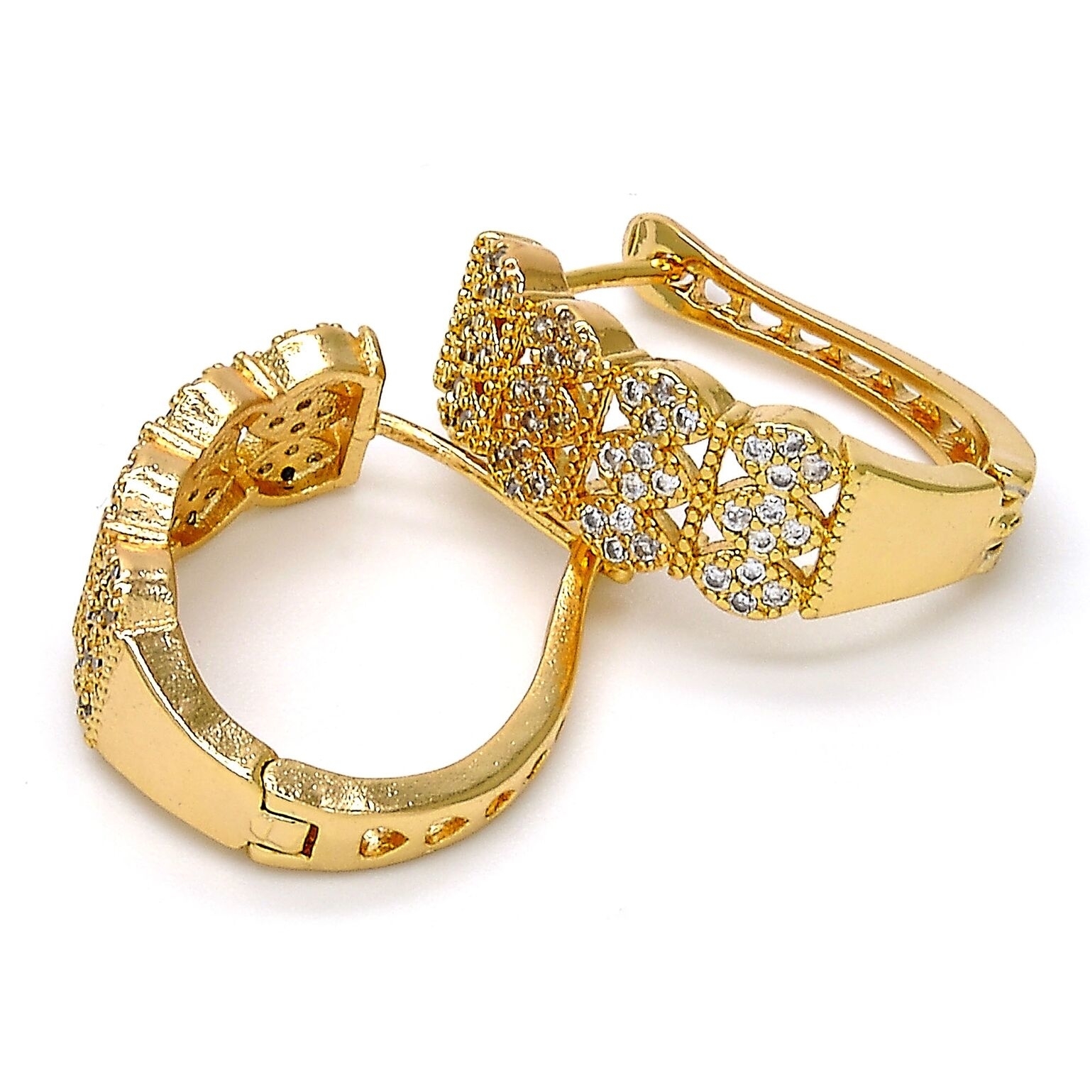 Crystal Huggie Earrings In 18K Yellow Gold Nice