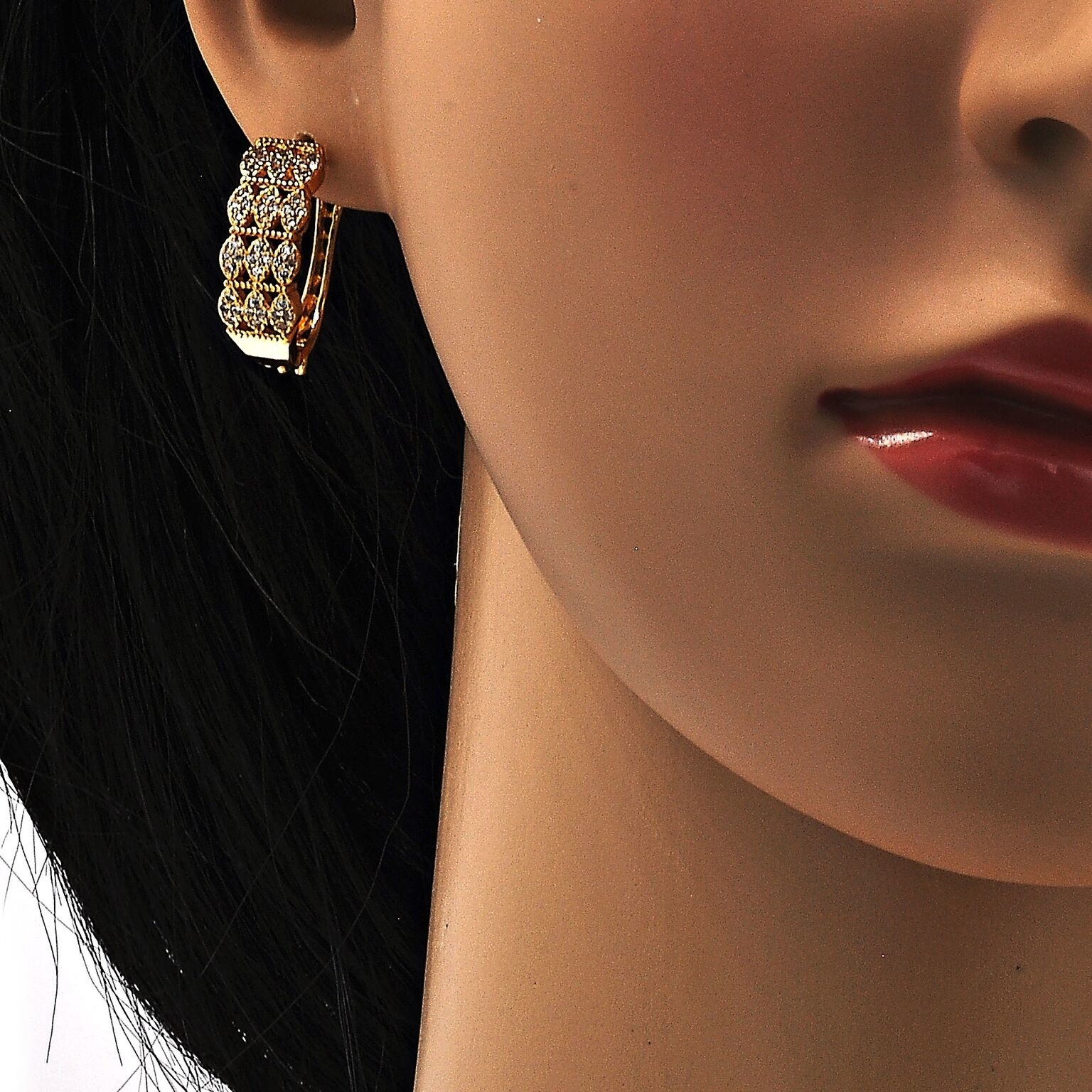 Crystal Huggie Earrings In 18K Yellow Gold Nice
