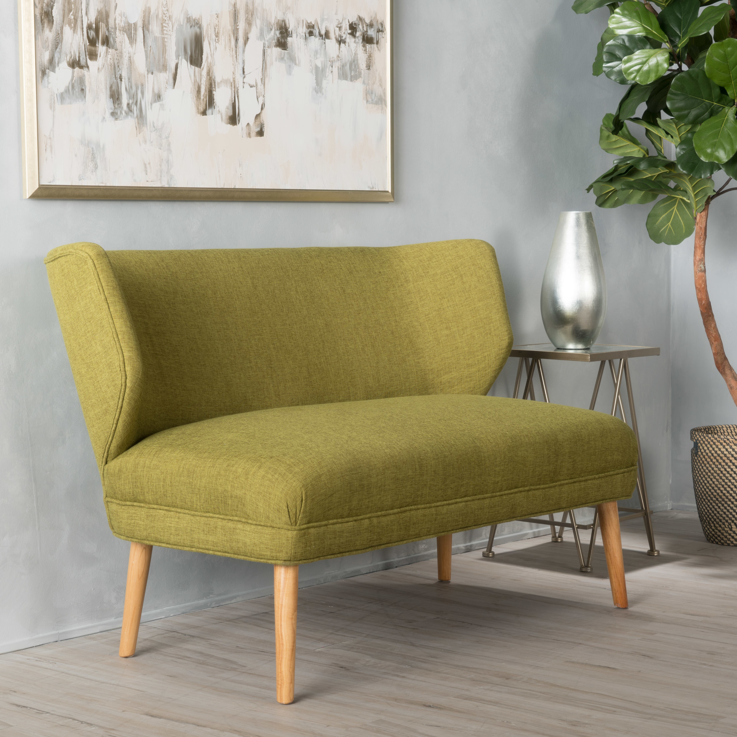 Dumont Mid Century Modern Fabric Loveseat Sofa Settee - Green