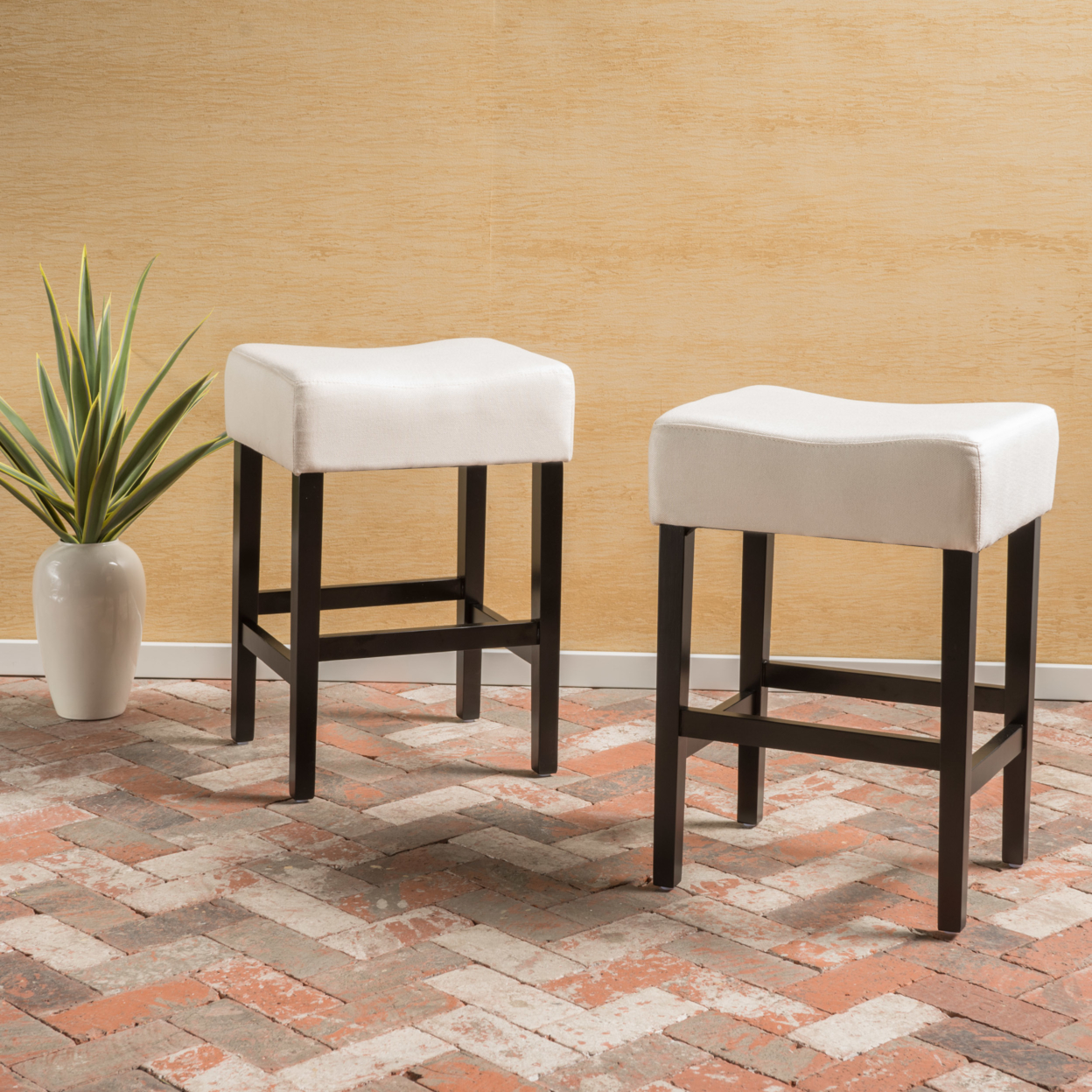 Coventry 26-Inch Fabric Backless Counter Stool (Set Of 2) - Beige