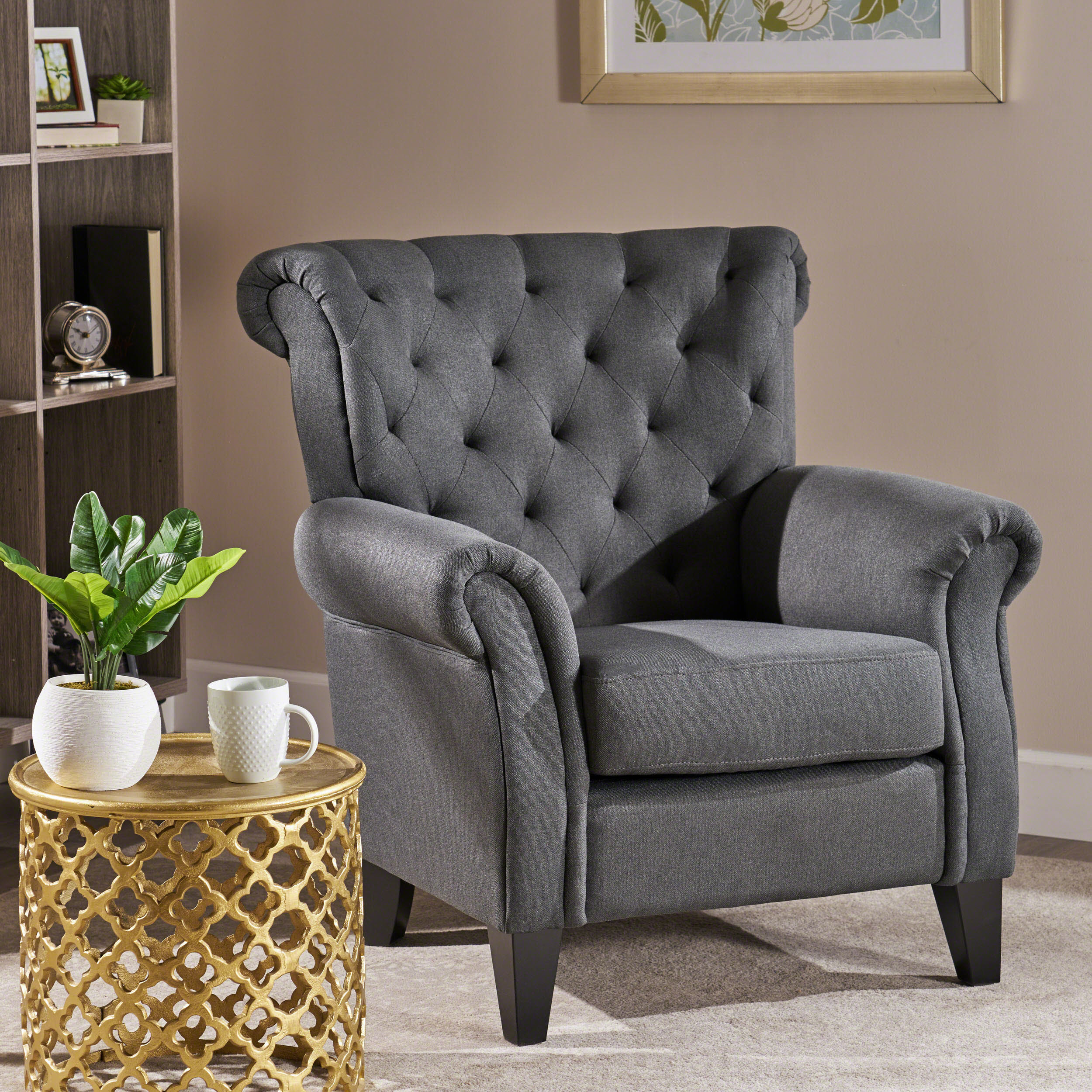 Solvang Tufted Club Chair - Fabric, Dark Grey