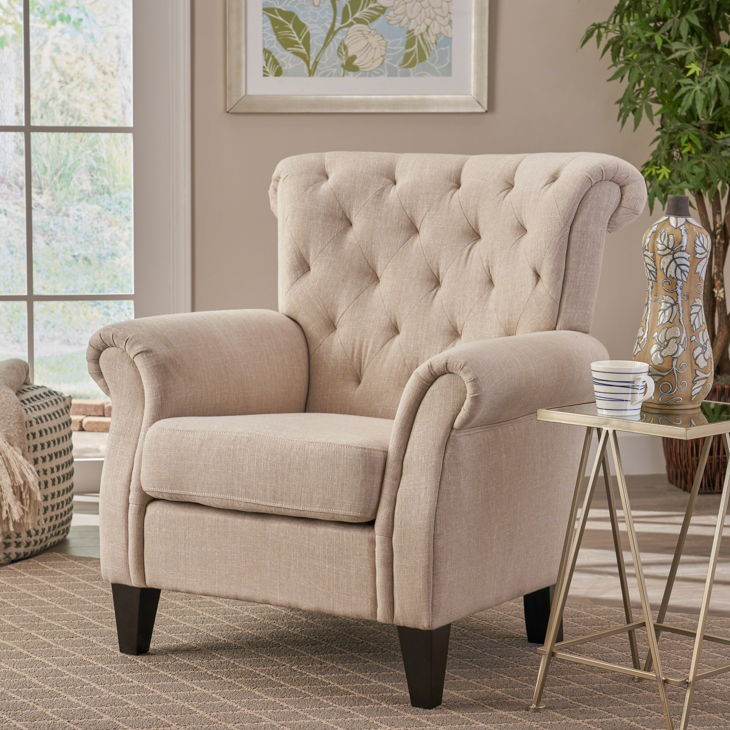 Solvang Tufted Club Chair - Fabric, Beige
