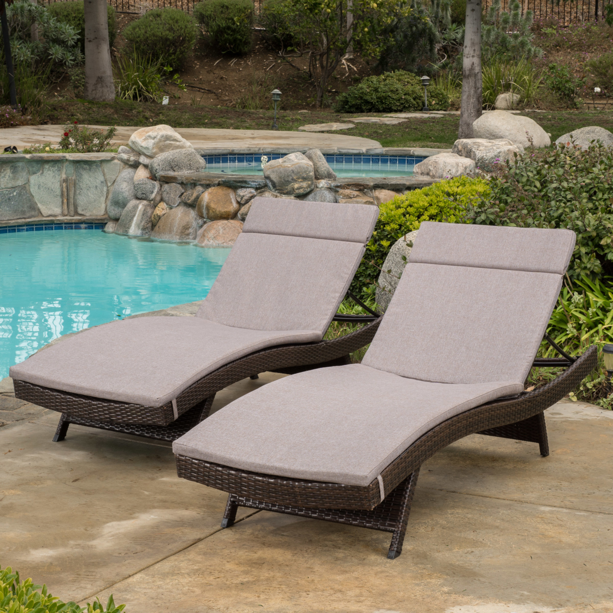 Lakeport Outdoor Adjustable Chaise Lounge Chairs With Cushions (set Of 2) - Charcoal Cushion