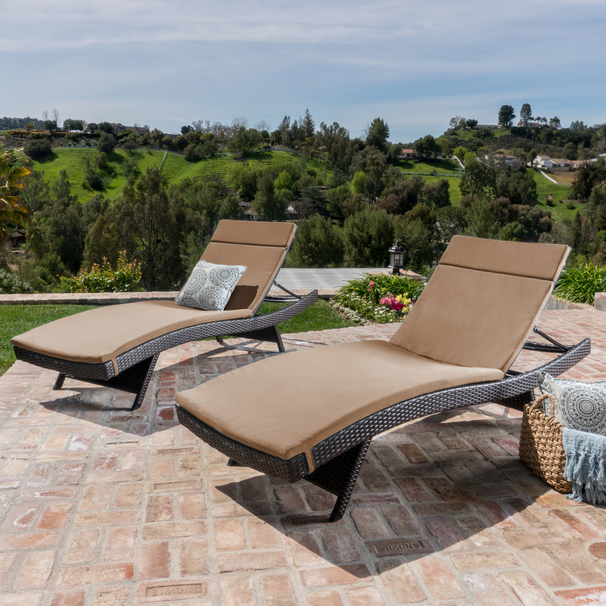 Lakeport Outdoor Adjustable Chaise Lounge Chairs With Cushions (set Of 2) - Caramel Cushion