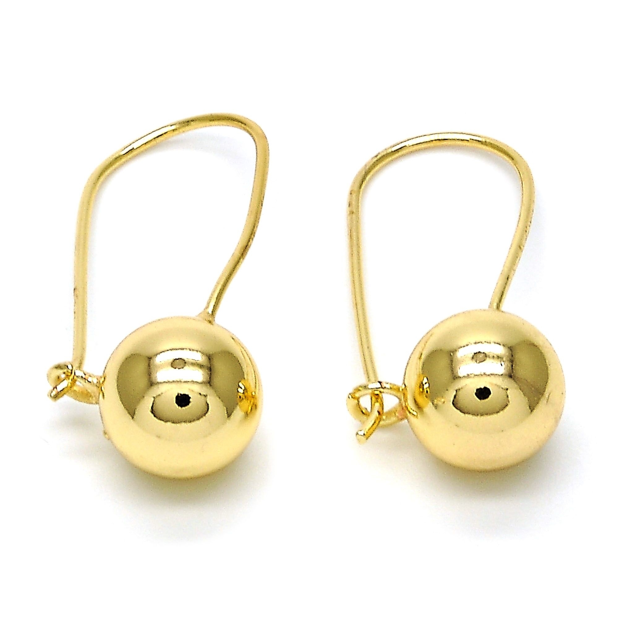 14k Gold Filled High Polish Finsh Leverback Earring, Ball Design, Polished Finish, Golden Tone
