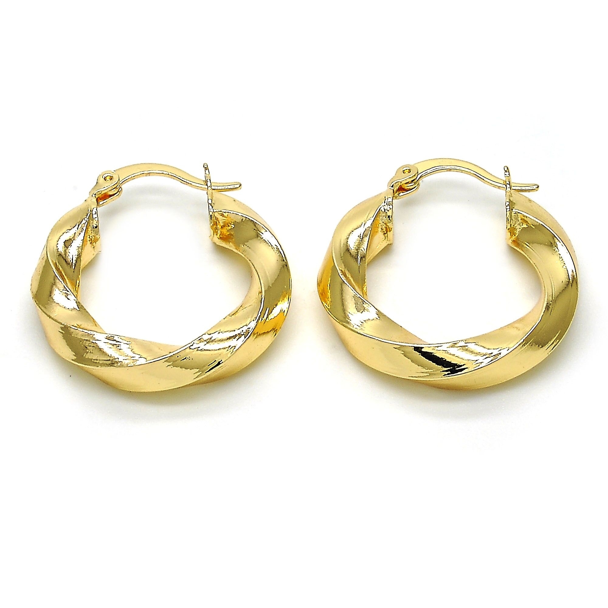 Gold Filled High Polish Finsh Bamboo Twist Hoop Earrings