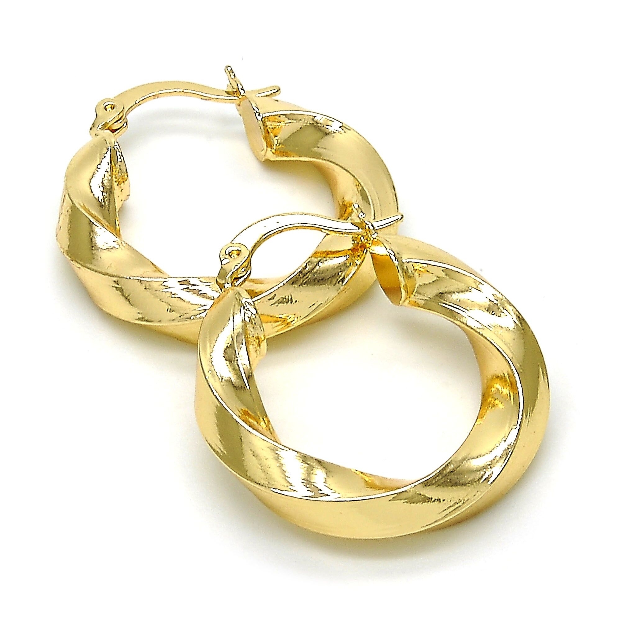 Gold Filled High Polish Finsh Bamboo Twist Hoop Earrings