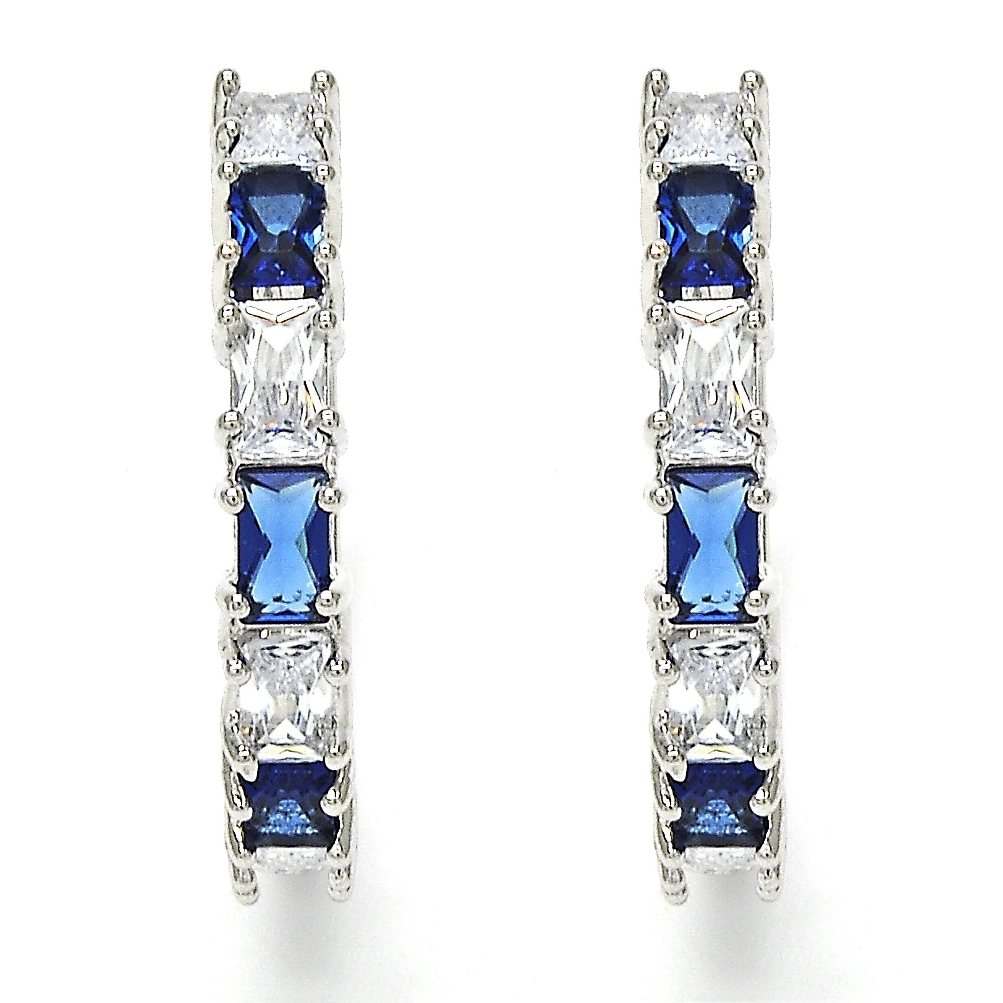 Sterling Silver Lab Created Sapphire Earrings