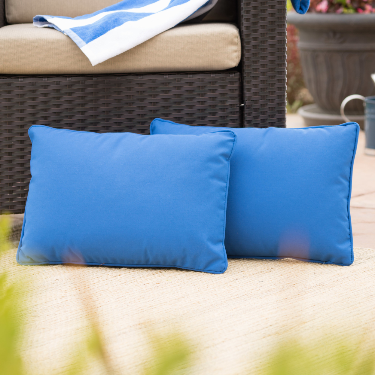 Corona Outdoor Rectangular Water Resistant Pillow(s) - Black, Qty Of 2