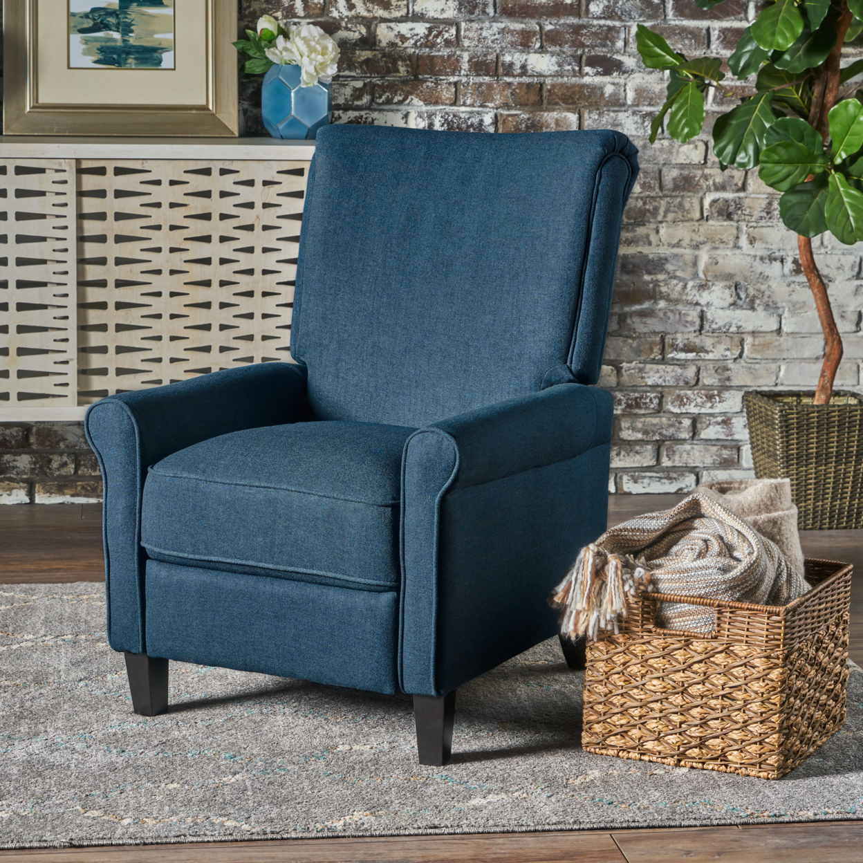 Charlene Traditional Fabric Recliner Chair - Charcoal