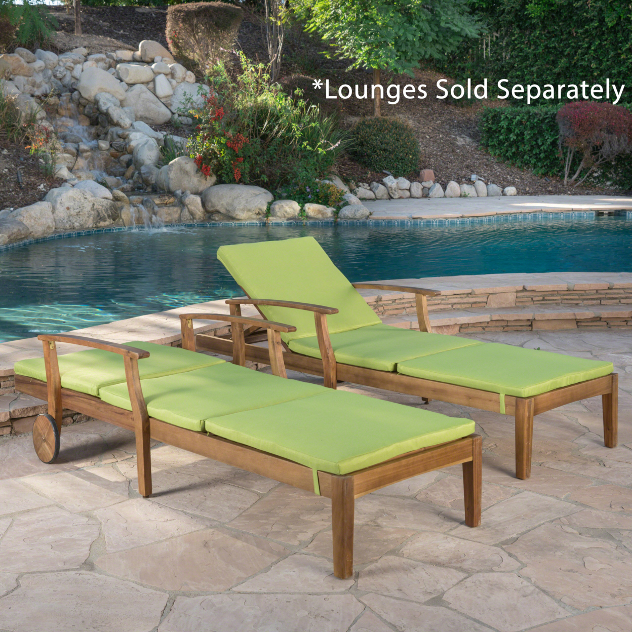Daisy Outdoor Water Resistant Chaise Lounge Cushion (Set Of 2) - Green