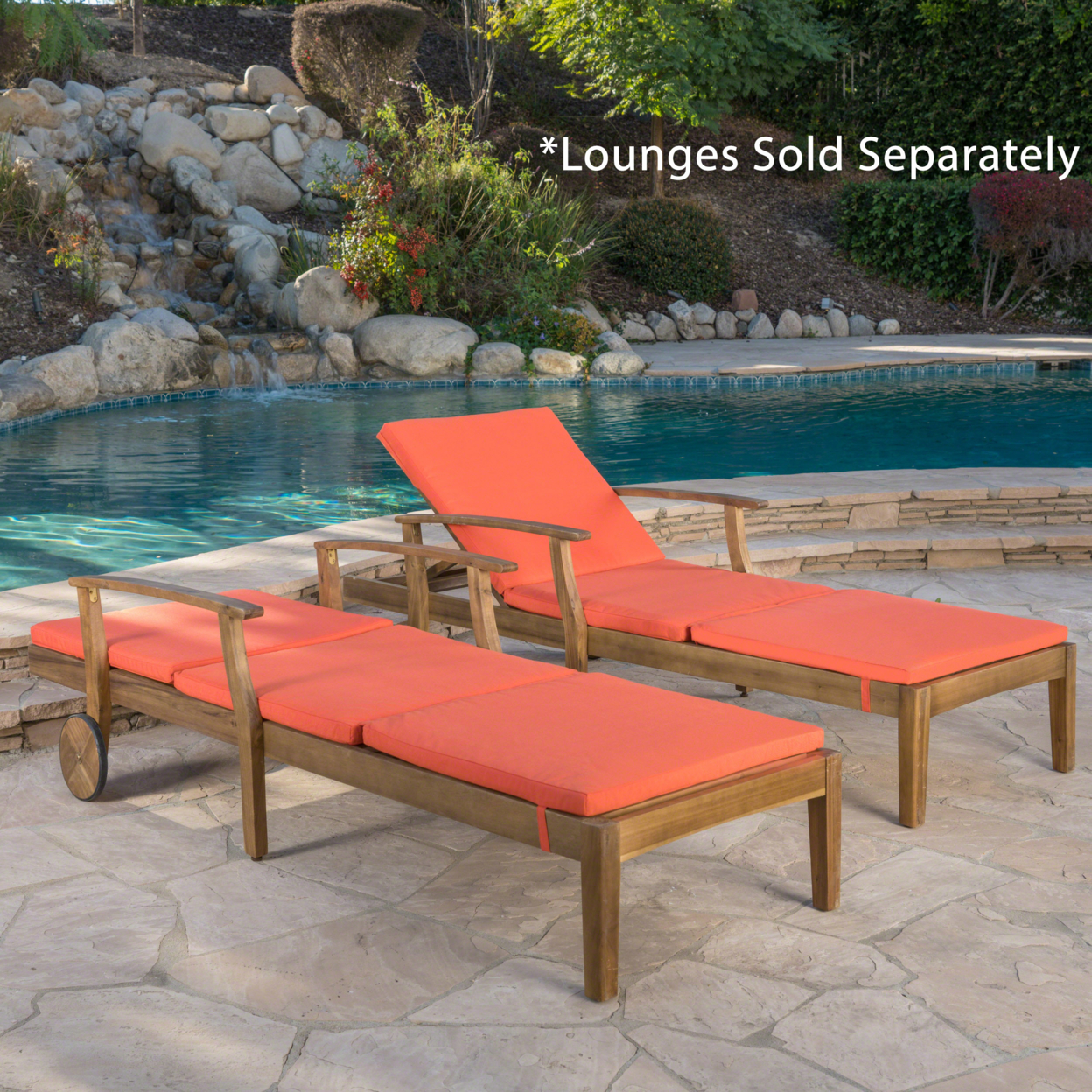 Daisy Outdoor Water Resistant Chaise Lounge Cushion (Set Of 2) - Orange