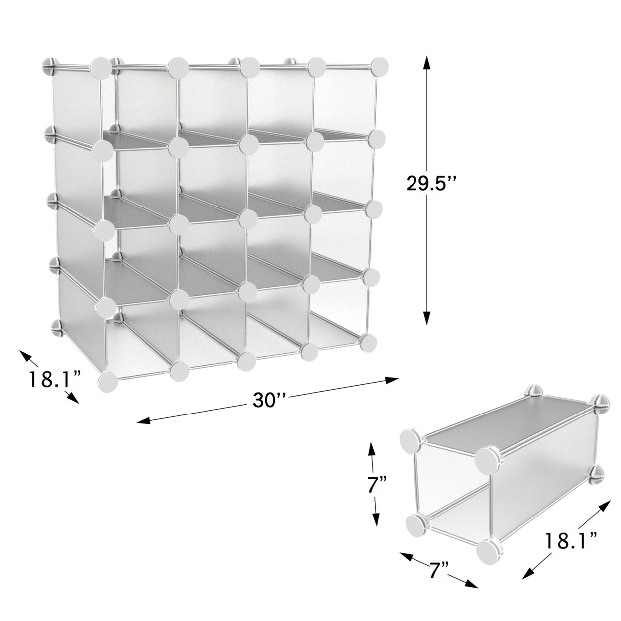 16 Piece Interlocking Storage Cubby Customizable Stackable Modular Plastic Shoe Organizer Shelf Closet Storage Bin System Decor