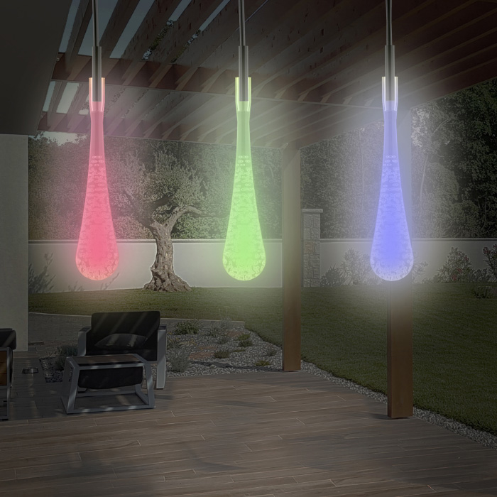 String Lights Set Of 2 Solar Power Outdoor LED Decor Tear Drop Lighting 30 Colorful Bulbs