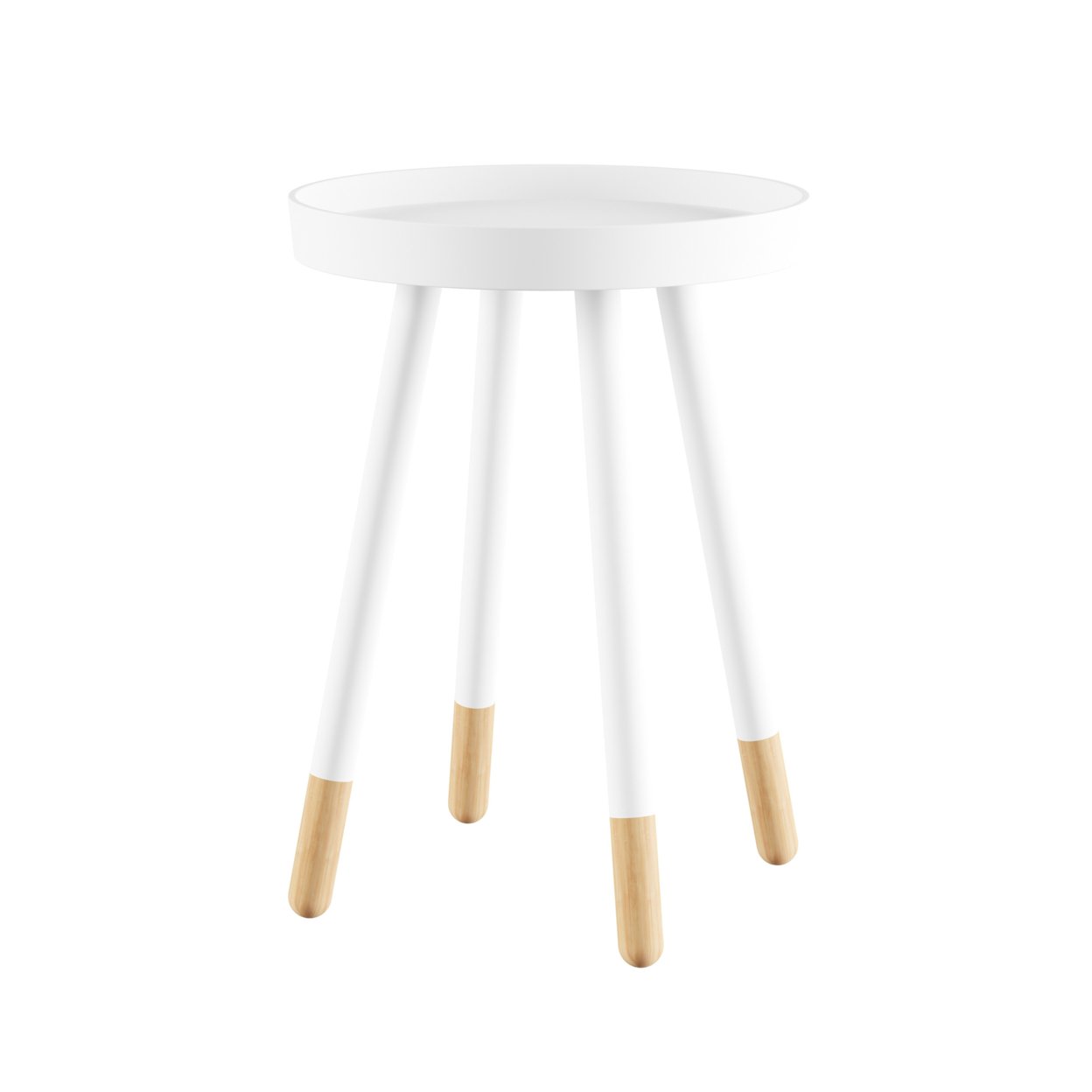 White End Table Round Mid-Century Modern Wooden Contemporary Decor Display And Home Accent Table