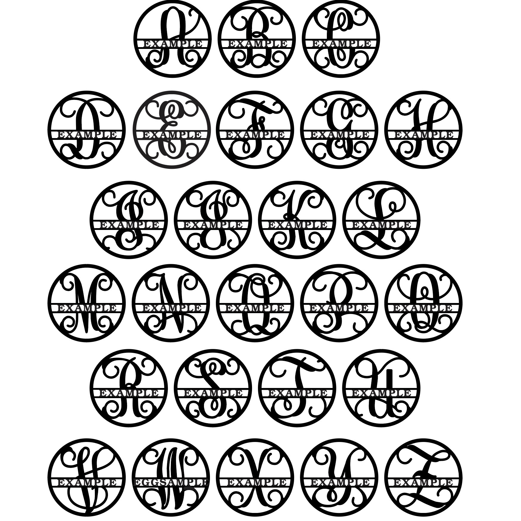 Circle Vine Monogram and Family Name - 11.5", 14.5", 18.5", or 23.5" - 23.5, Black