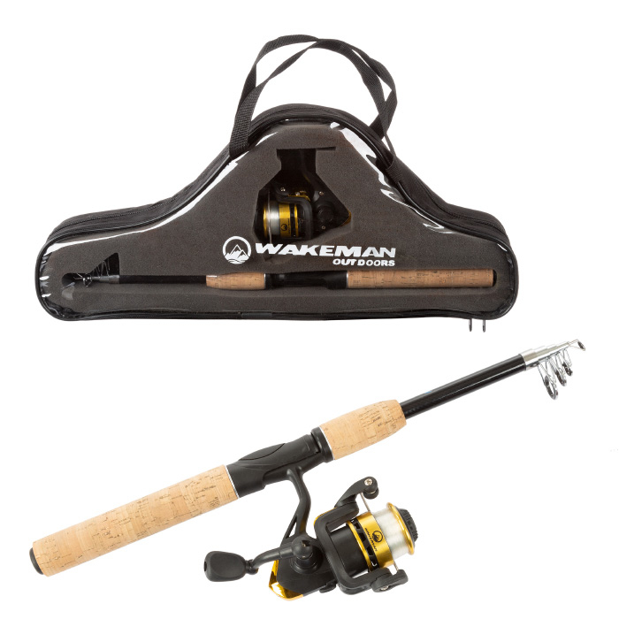 Fishing Pole Telescopic 5.5-Foot Carbon Fiber And Cork Rod Left Right Reel Combo With Carry Case