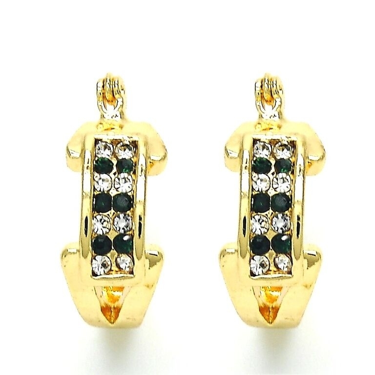 18k Gold Filled Emerald Crystal Earring