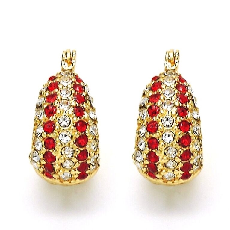 18k Gold Filled High Polish Finsh 5 Line Ruby Crystal Earring