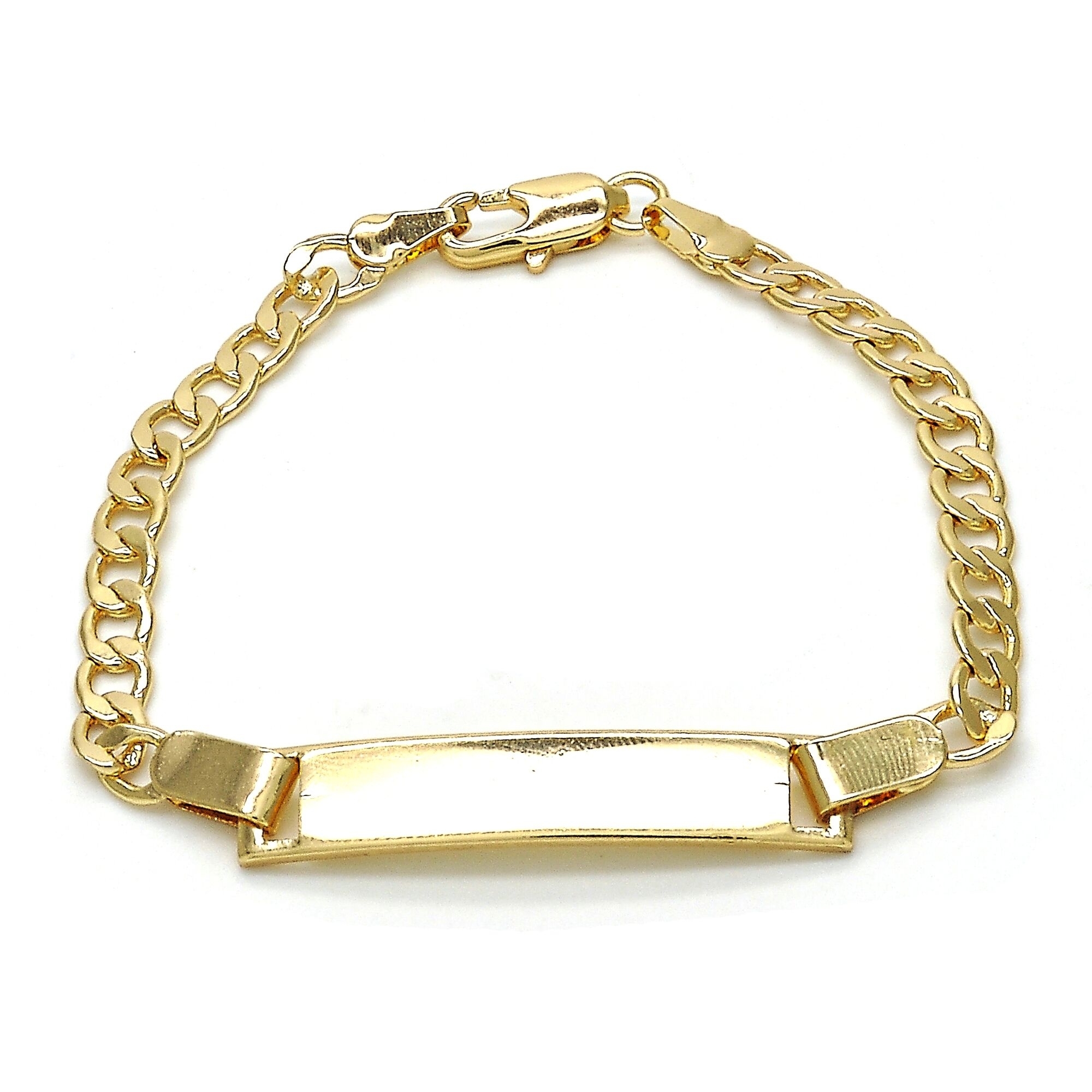 18k Gold Filled High Polish Finsh Cuban Link Id Bracelet 6''