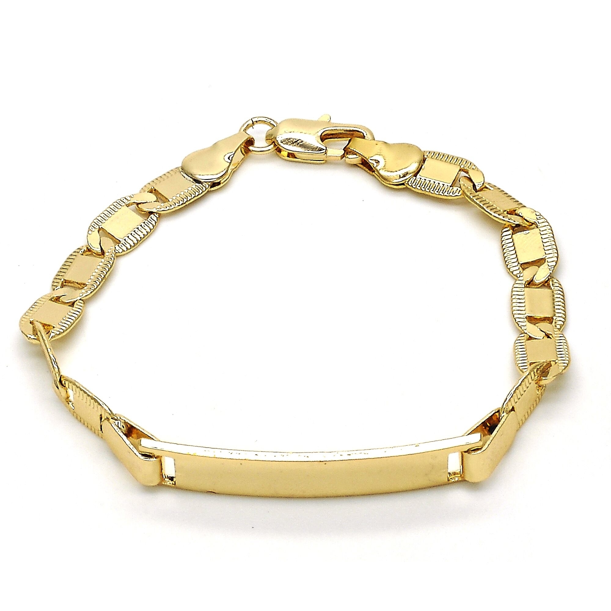 18k Gold Filled High Polish Finsh Mariner Link Id Bracelet 6''