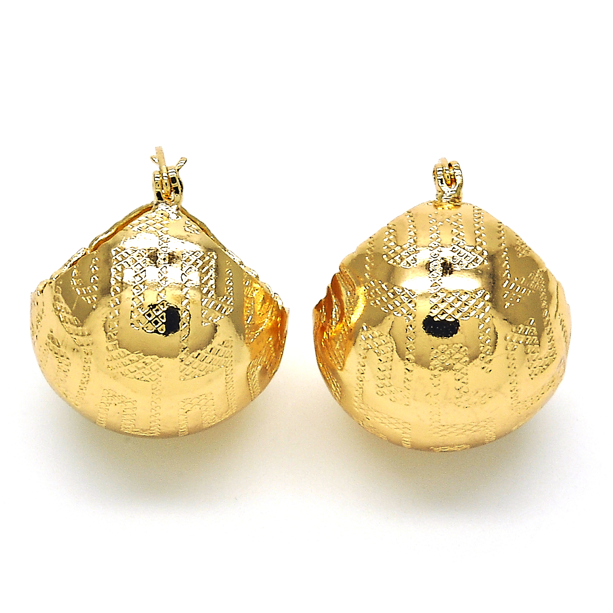 18k Gold Filled High Polish Finsh Small Hoop, Greek Key Design, Polished Finish, Golden Tone