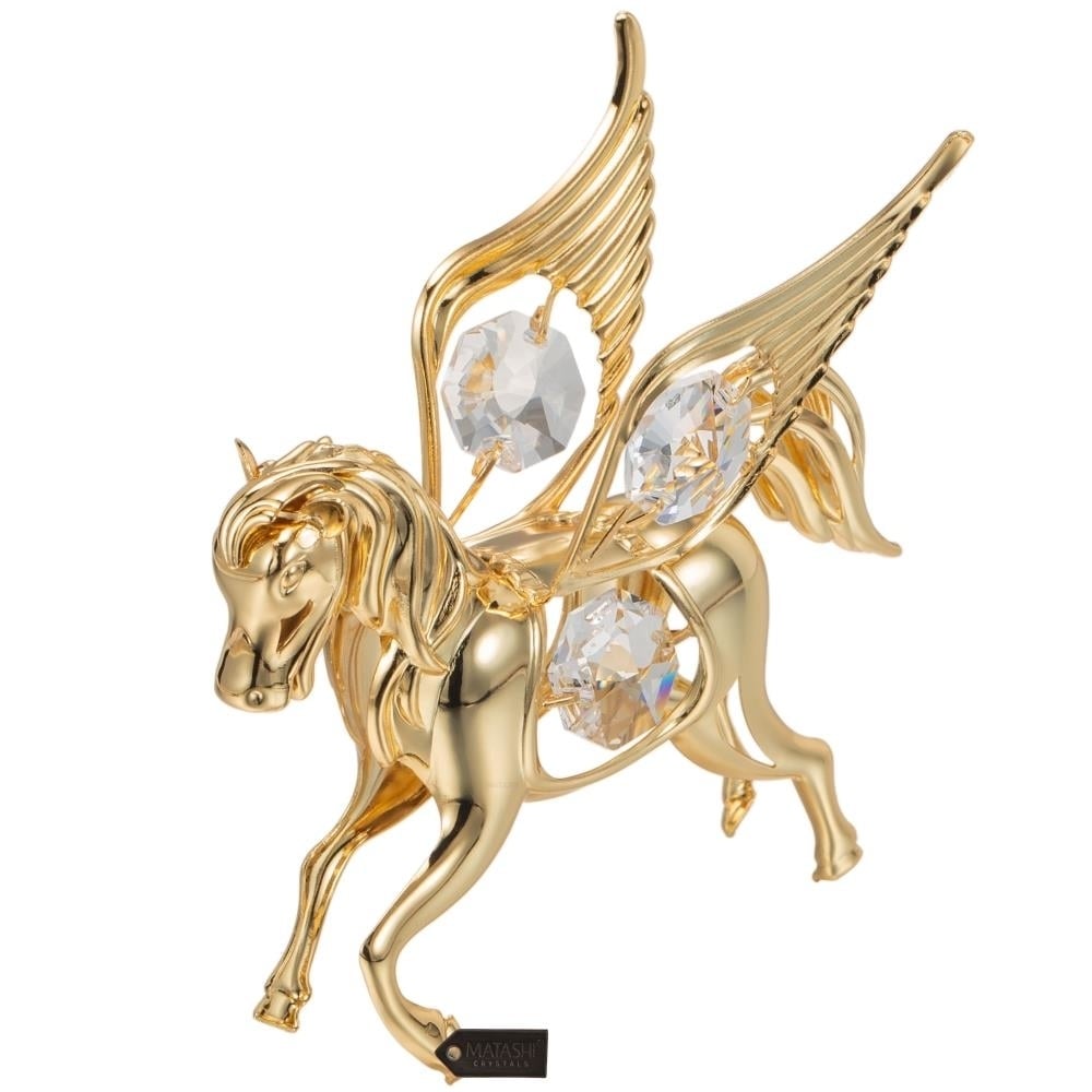 Matashi 24K Gold Plated Crystal Studded Flying Pegasus Ornament