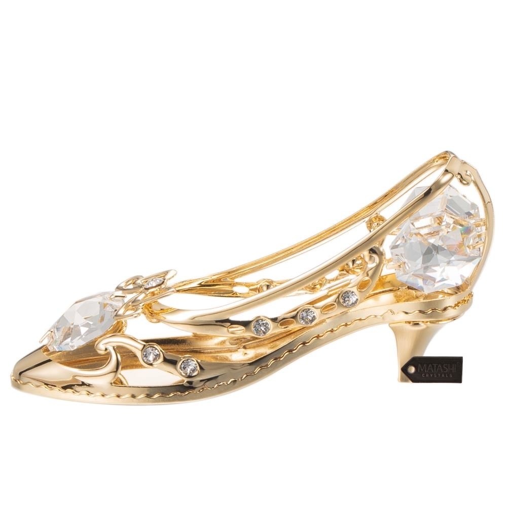 Matashi 24K Gold Plated Crystal Studded Lady Shoe Ornament