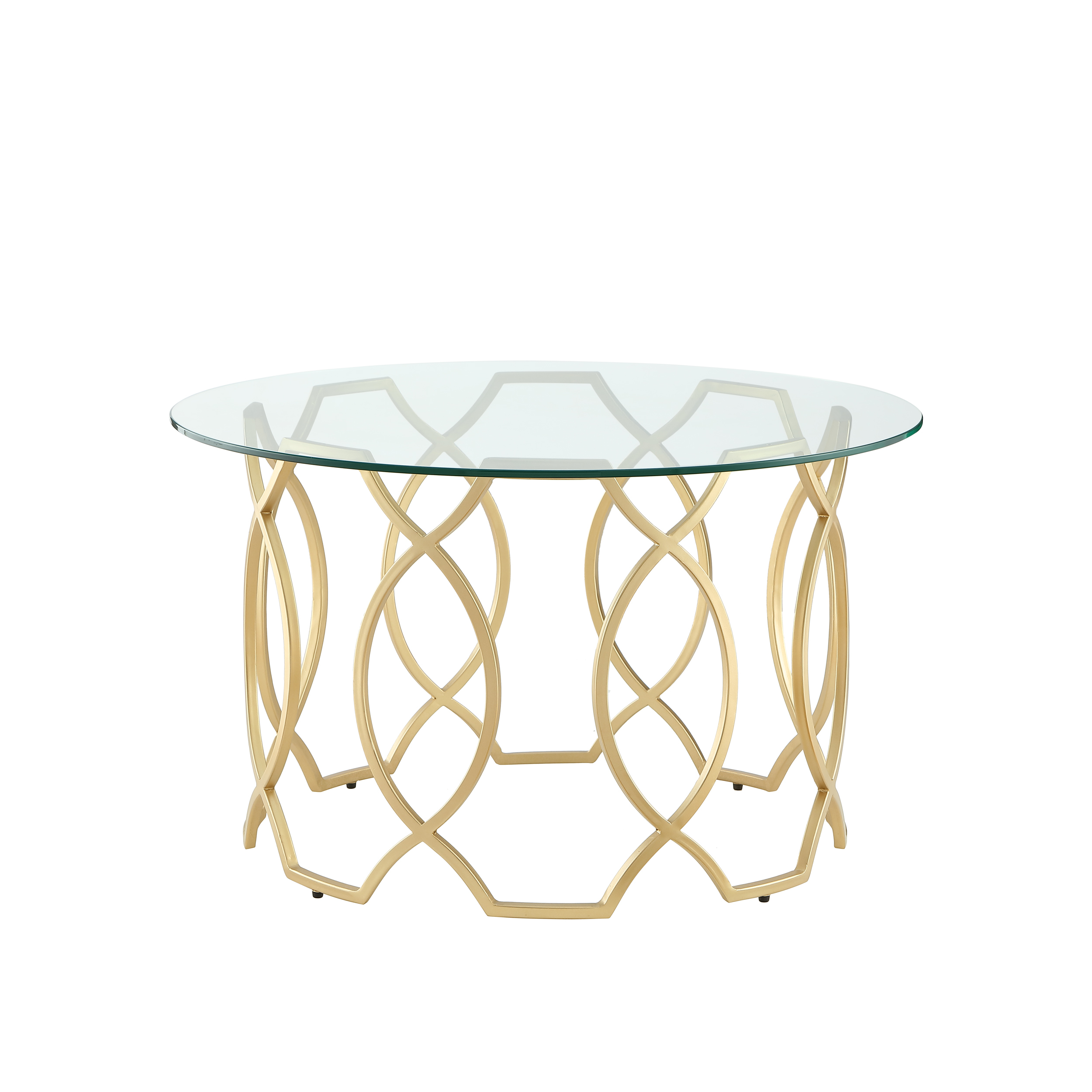 Sikara Round Modern Coffee Table- Durable Clear-Glass Top-Elegant Frame Design-By Nicole Miller - Silver