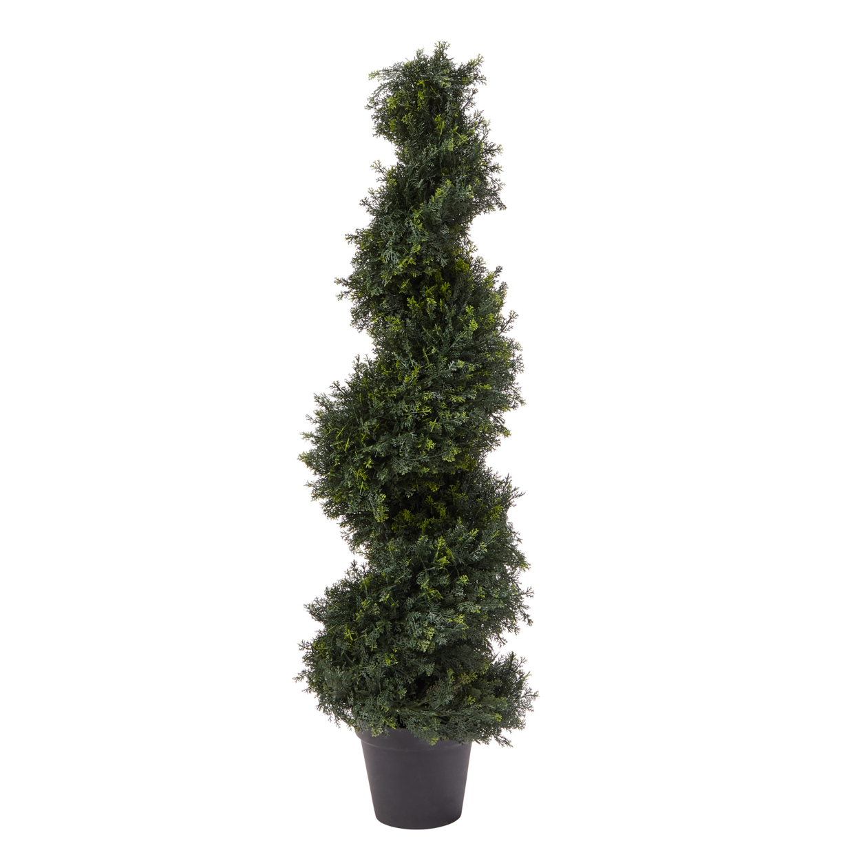4-Foot-Tall Artificial Cypress Spiral Topiary Tree- Potted Indoor Or Outdoor UV Protection Trees In Pot
