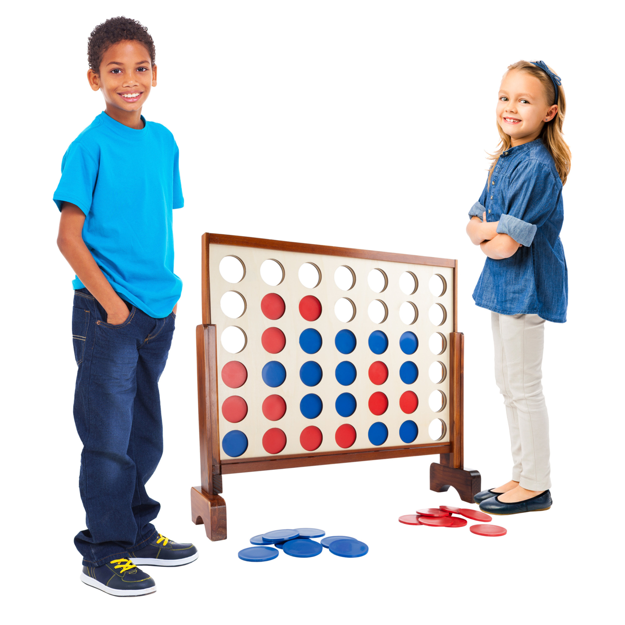 Huge 4-In-A-Row Giant Classic Wooden Game For Indoor And Outdoor Play 2 Player Strategy And Skill Fun Backyard Lawn Toy