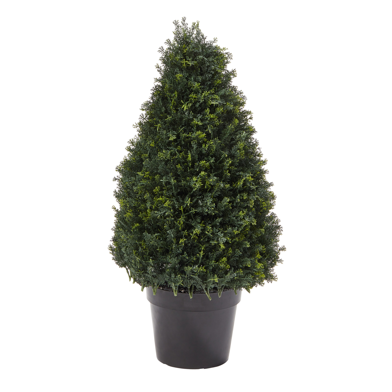 Artificial Cypress Topiary-37 Inch Tower Style Faux Plant In Sturdy Pot - Realistic Indoor Or Outdoor Potted Shrub