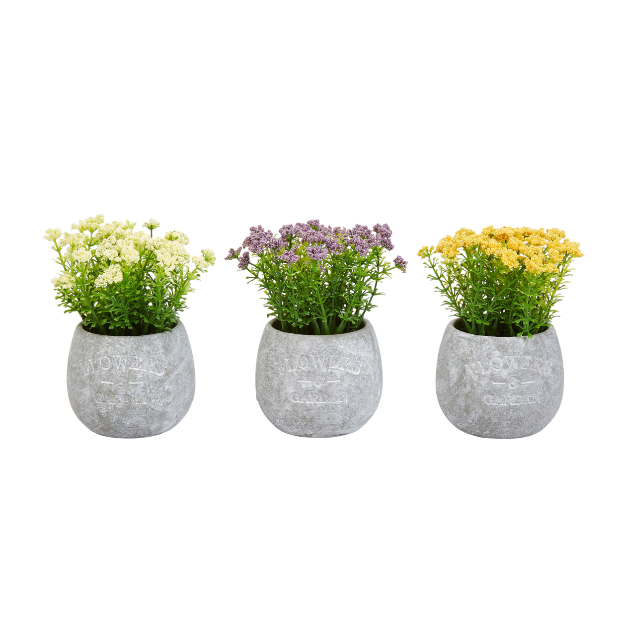 Faux Flowers-3-Piece Assorted Natural Lifelike Floral 6.25 Tall Arrangements And Imitation Greenery In Vases