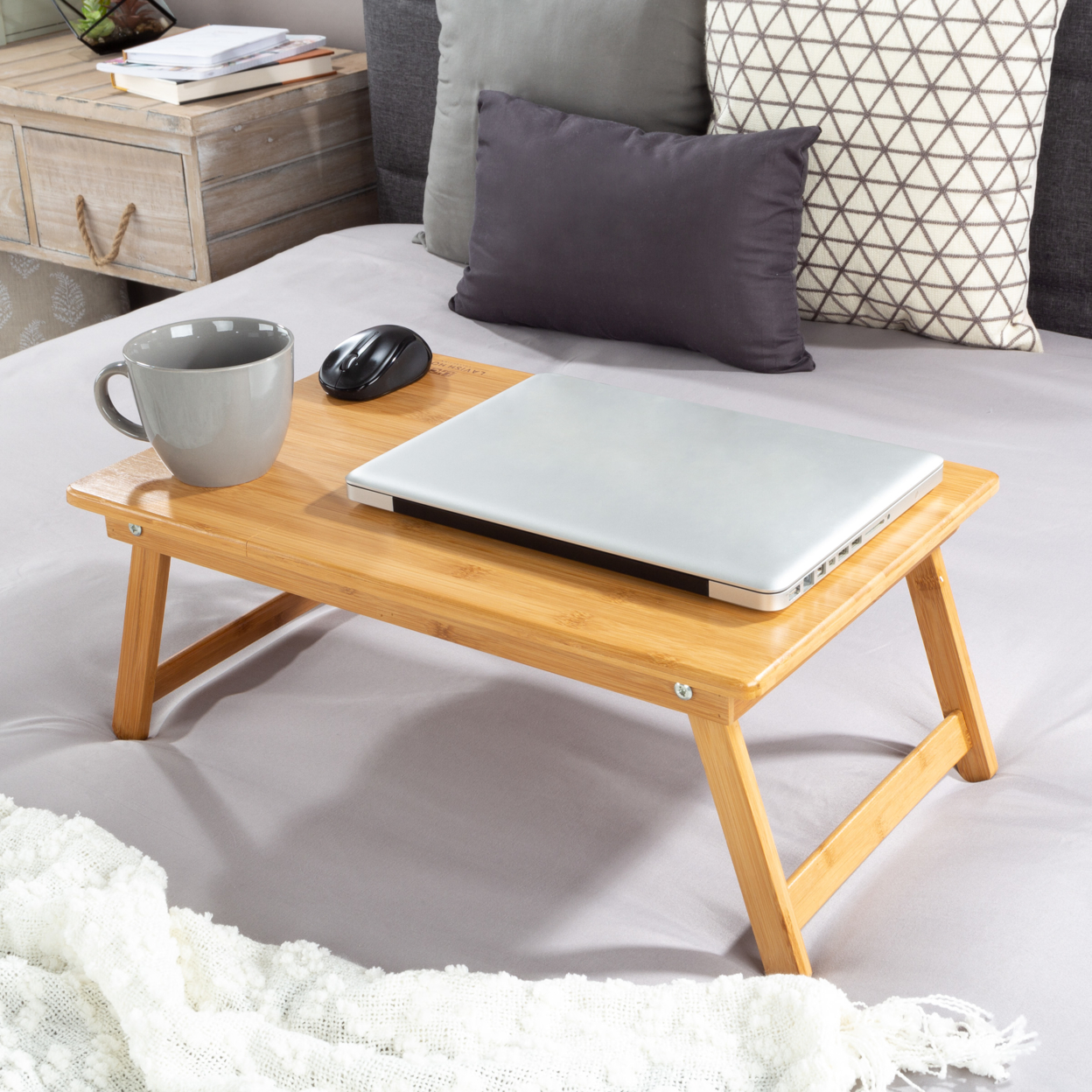 Lap Desk Bamboo Travel Tray With Magnetic Base Breakfast In Bed TV Tray