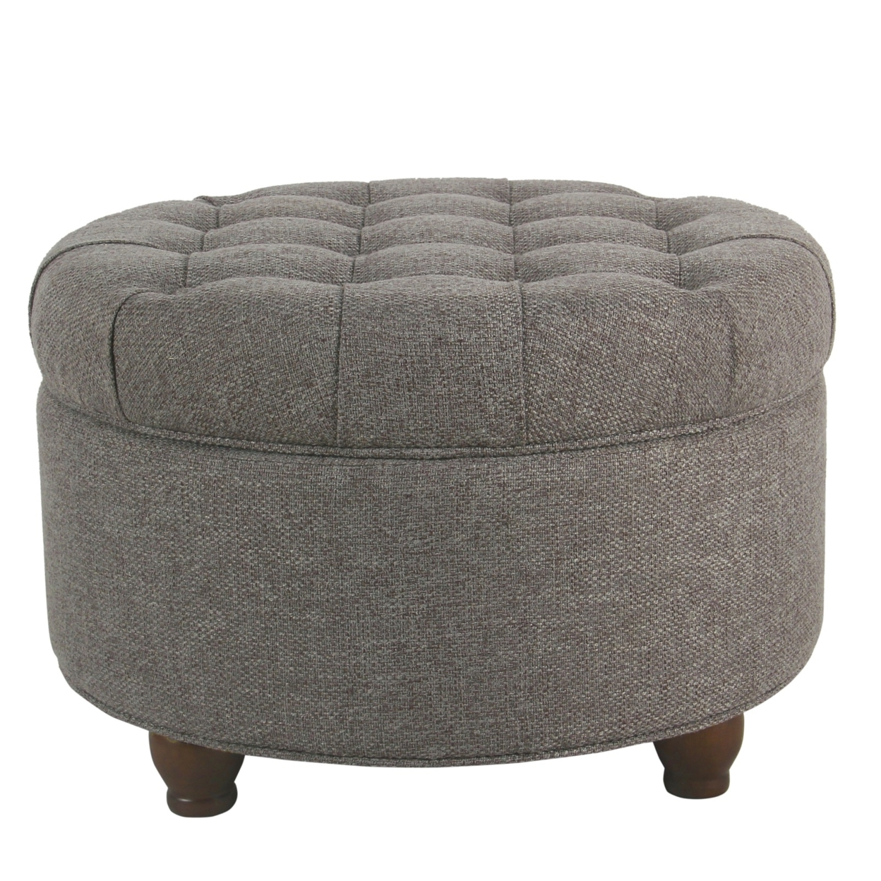 Fabric Upholstered Wooden Ottoman With Tufted Lift Off Lid Storage, Dark Gray- Saltoro Sherpi