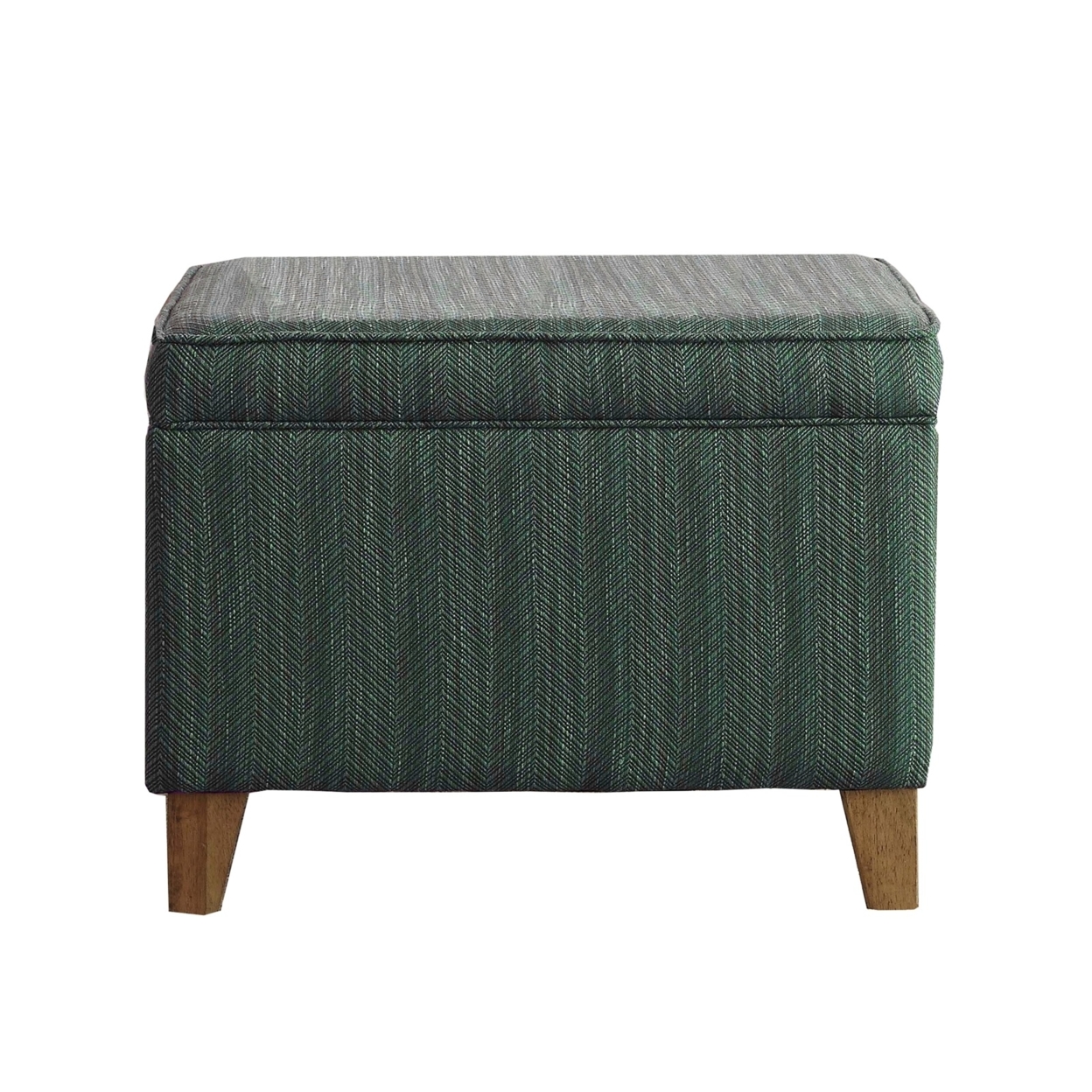 Rectangular Fabric Upholstered Wooden Ottoman With Lift Top Storage, Green- Saltoro Sherpi