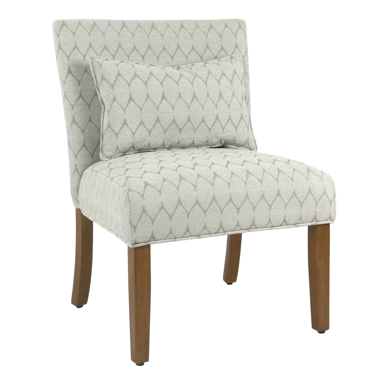 Fabric Upholstered Wooden Accent Chair With Printed Medallion Pattern, Brown And Gray- Saltoro Sherpi