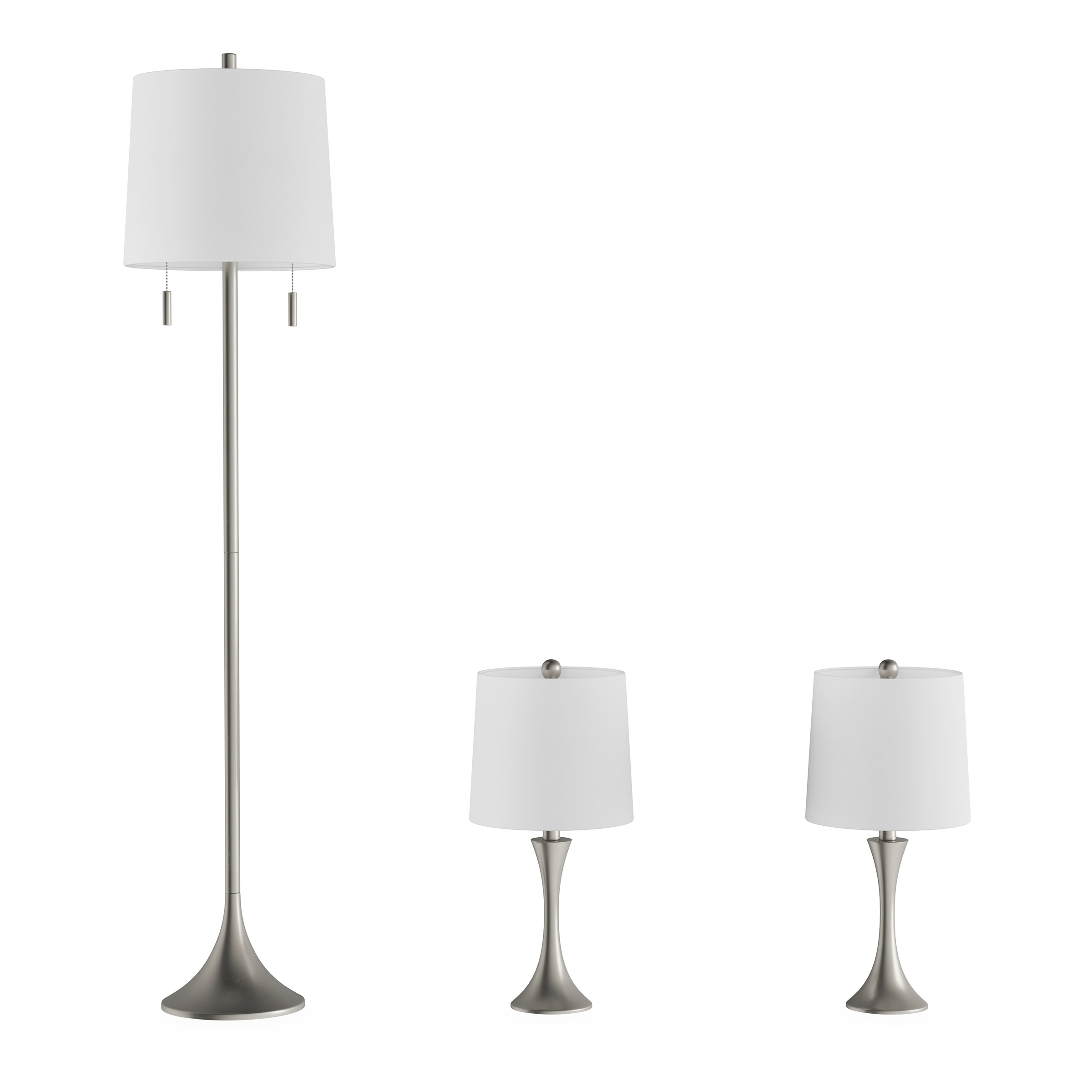 Table And Floor Lamps â Set Of 3 Mid-Century Modern Metal Flared Trumpet Base With Energy Efficient LED Light Bulbs Included - Bronze