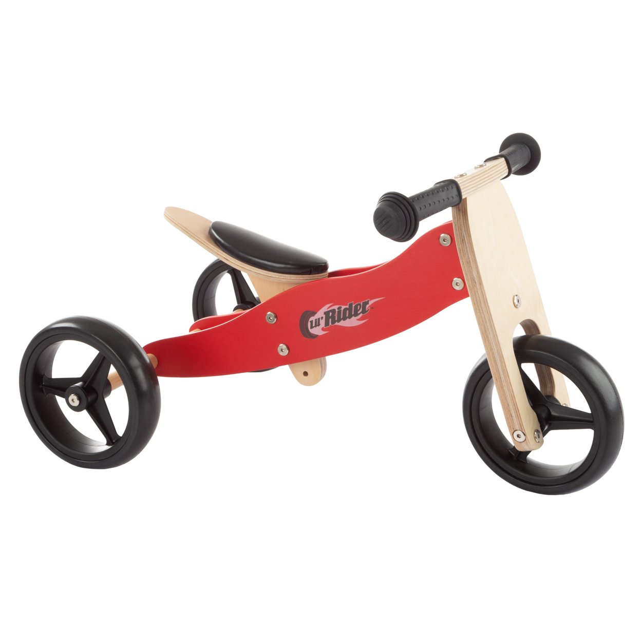 2-in-1 Wooden Balance Bike & Push Tricycle- Ride-On Toy With Easy Grip Handles, No Pedals, Rubber Wheels For Boys And Girls