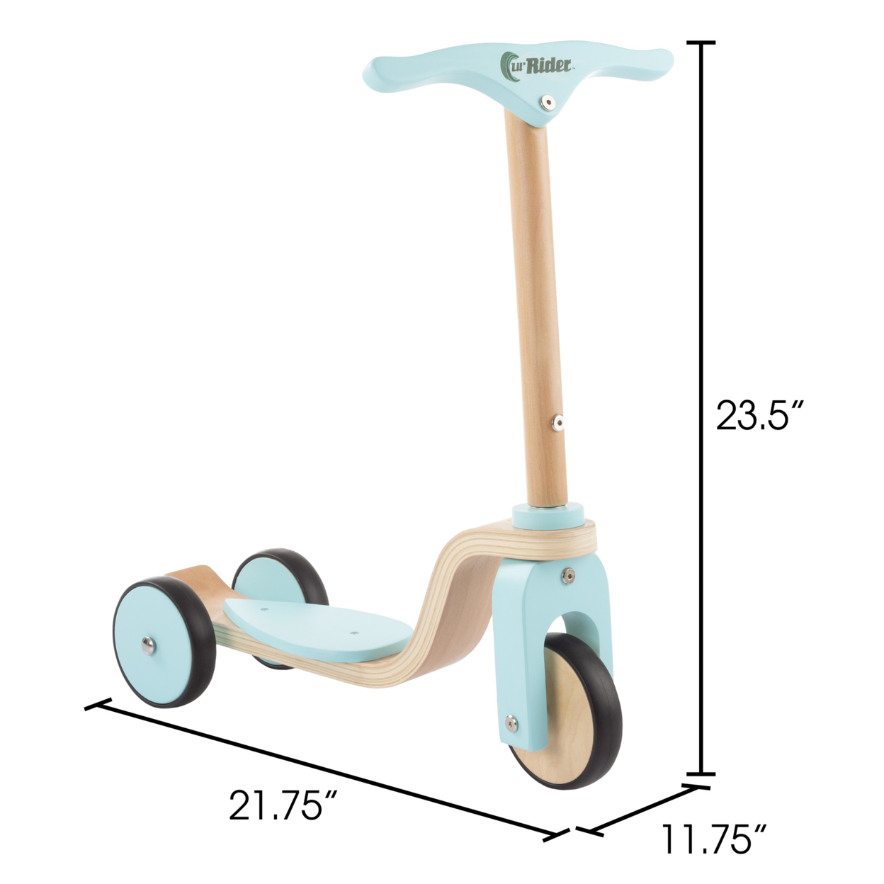 Kids Wooden Scooter-Beginner Push Steering Handlebar, 3 Wheel, Kick Scooter-Fun Balance And Coordination Riding Toy