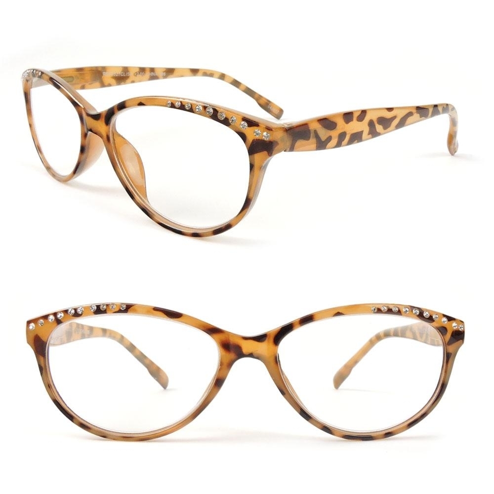 Reading Glasses Cat Eye Frame Spring Hinges Crystal Readers - Demi/brown, +2.00