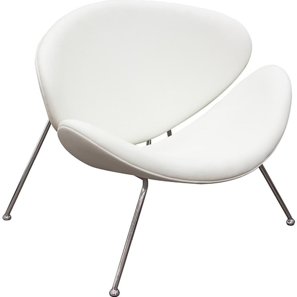 Modern Leatherette Upholstered Accent Chair With Angled Metal Legs, Set Of Two, White And Silver- Saltoro Sherpi